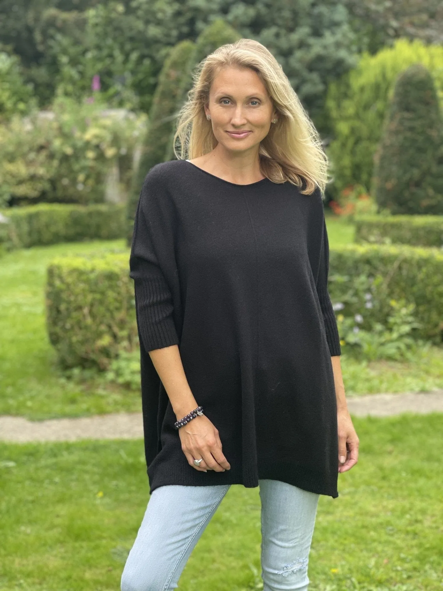 Longline Slouchy Jumper - Black