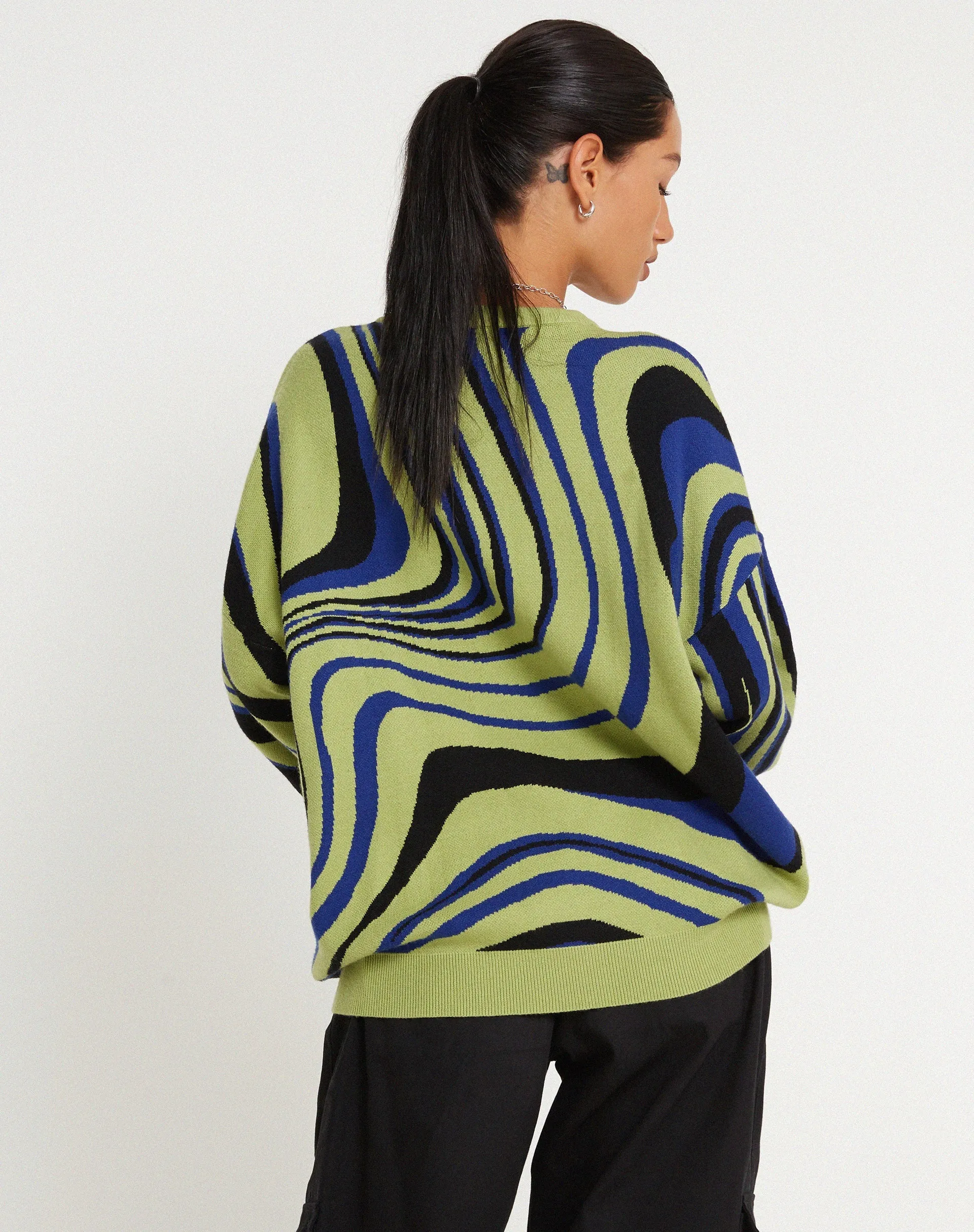 Mably Oversized Jumper in Mega Ripple Green