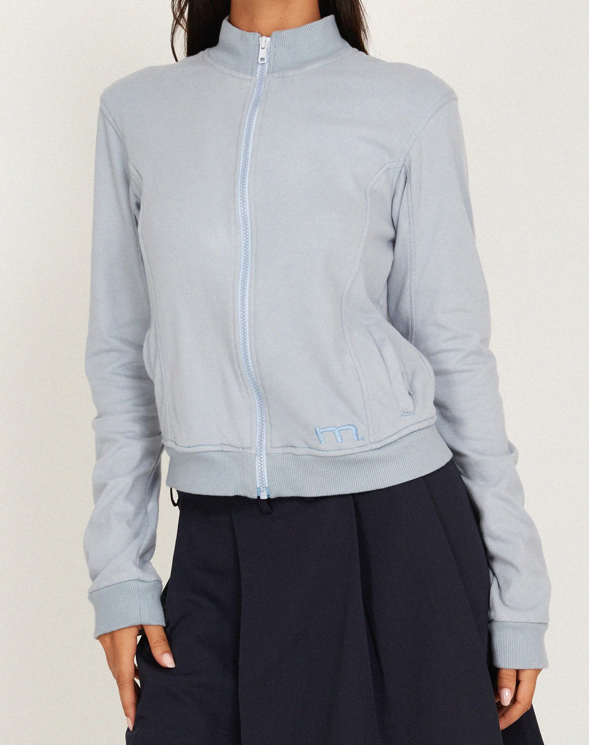 Makari Jersey Zip Up Jacket in Grey Dawn