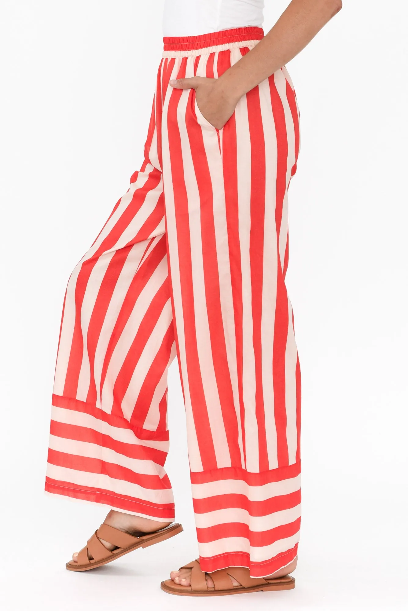 Mariah Red Stripe Cotton Pants