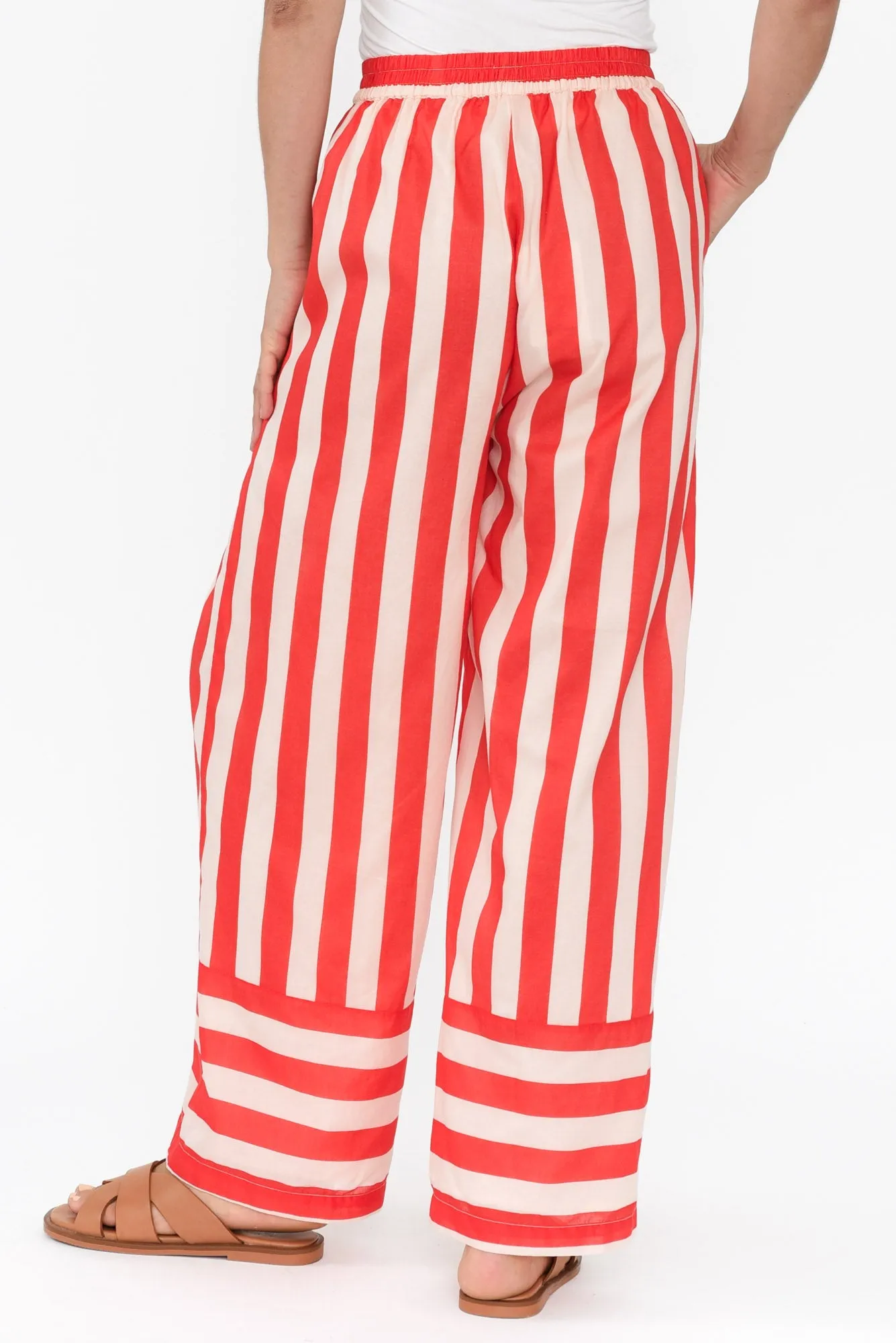 Mariah Red Stripe Cotton Pants