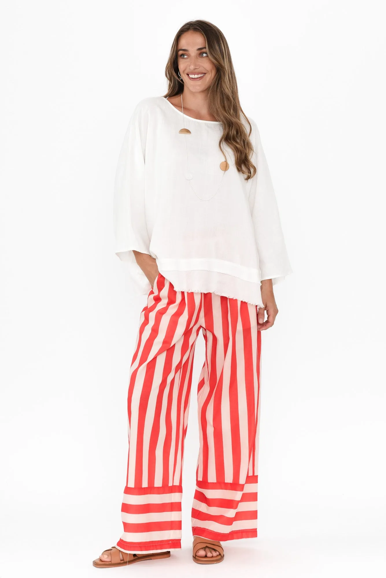 Mariah Red Stripe Cotton Pants