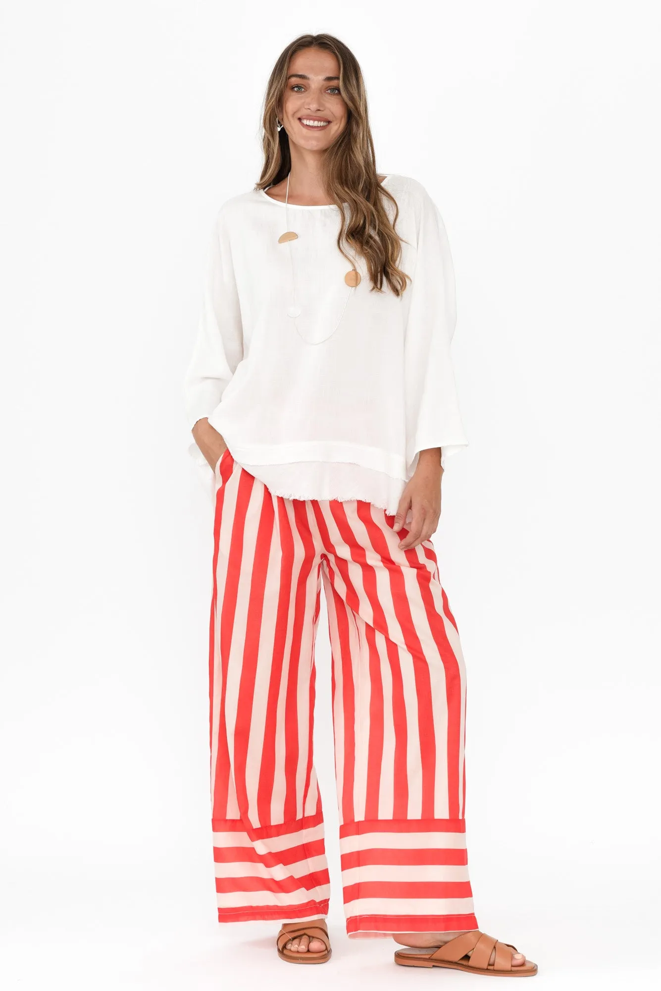 Mariah Red Stripe Cotton Pants