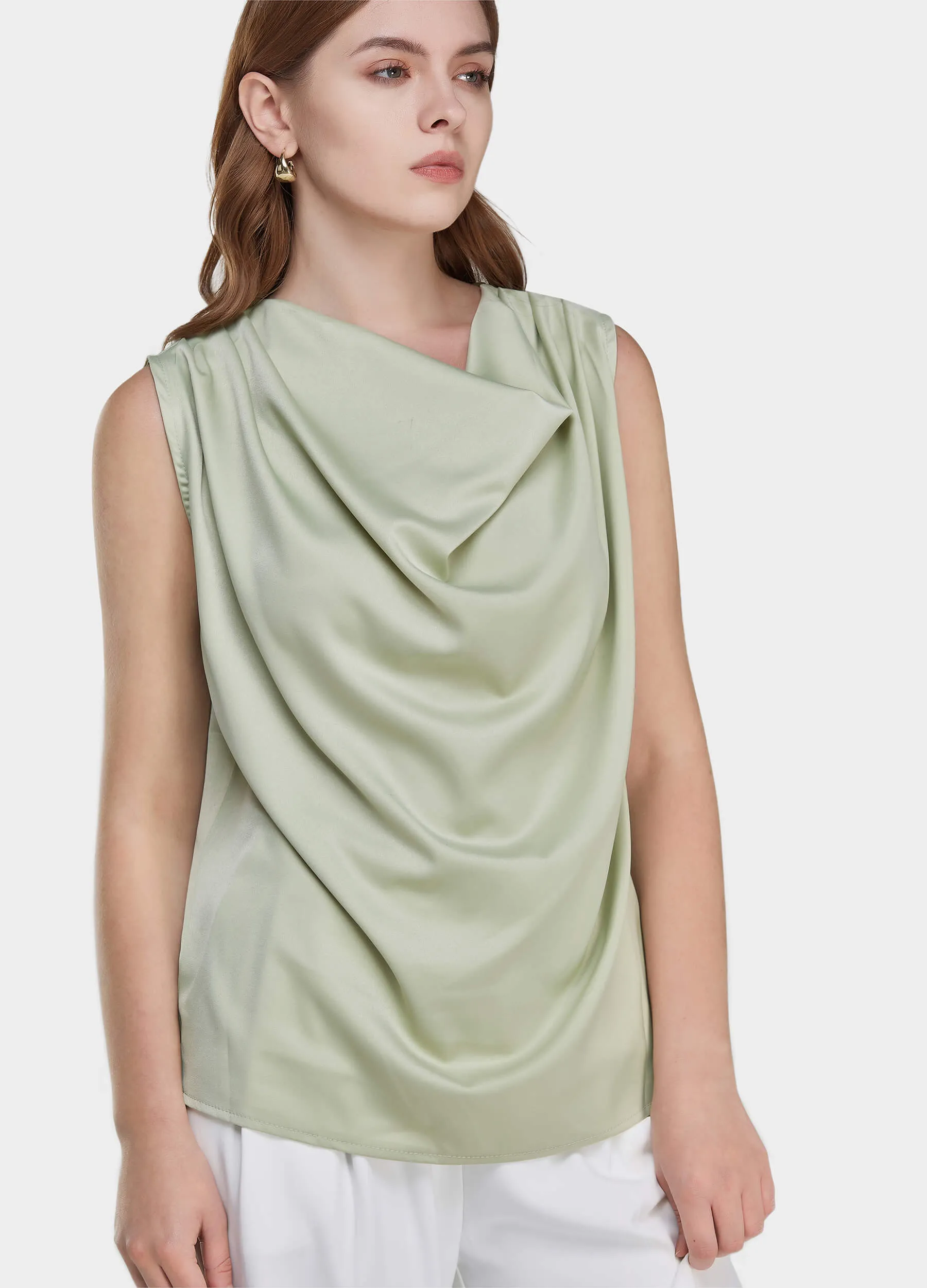 MECALA Women's Solid Sleeveless Satin Top (Clearance)