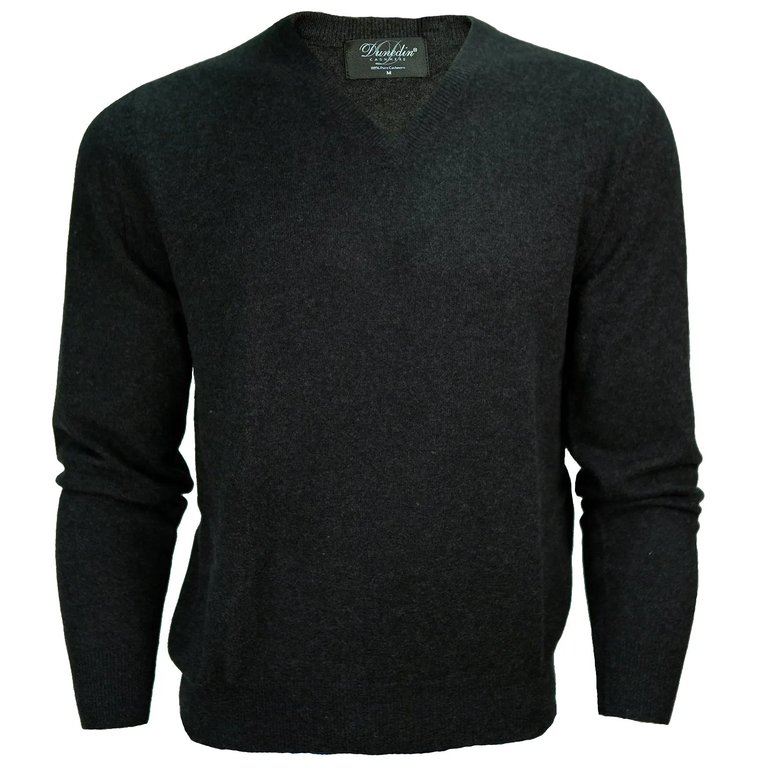 Men's Dunedin Cashmere 100% Cashmere V-Neck Sweater Charcoal