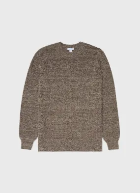 Men's Luxury British Wool Jumper in Natural Ecru/Brown Twist