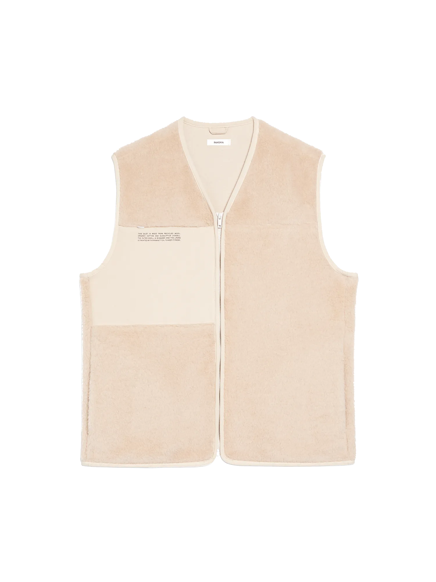 Mens Recycled Wool Fleece Gilet—sand