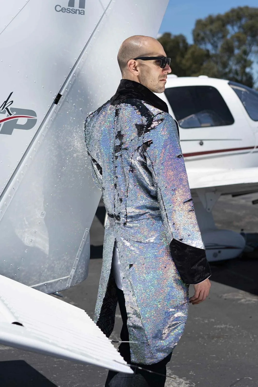 Mens Sequin Tuxedo Tailcoat - Holographic