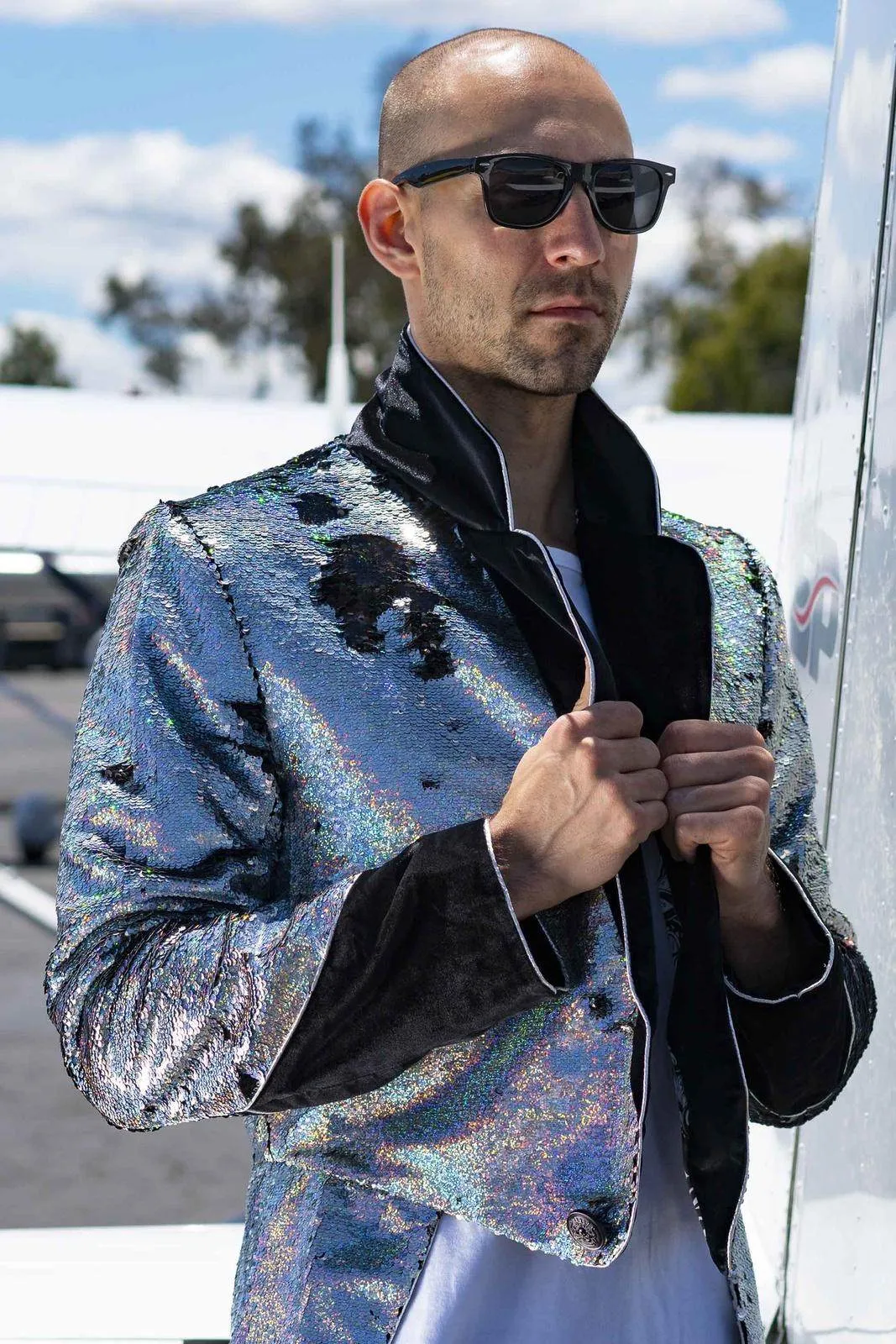 Mens Sequin Tuxedo Tailcoat - Holographic