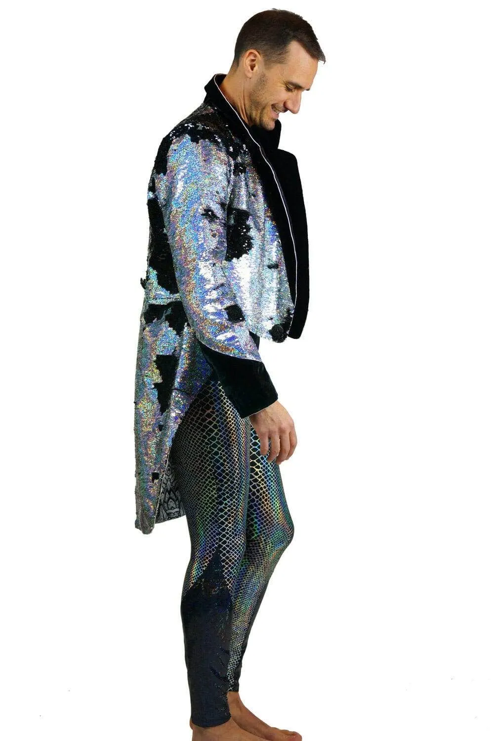 Mens Sequin Tuxedo Tailcoat - Holographic