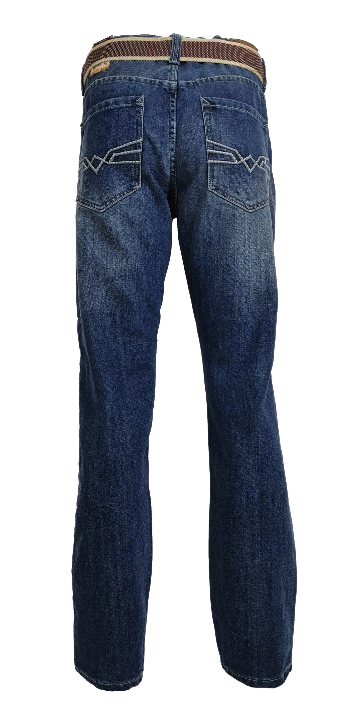 Men's Straight Jeans with Belt: Medium Wash