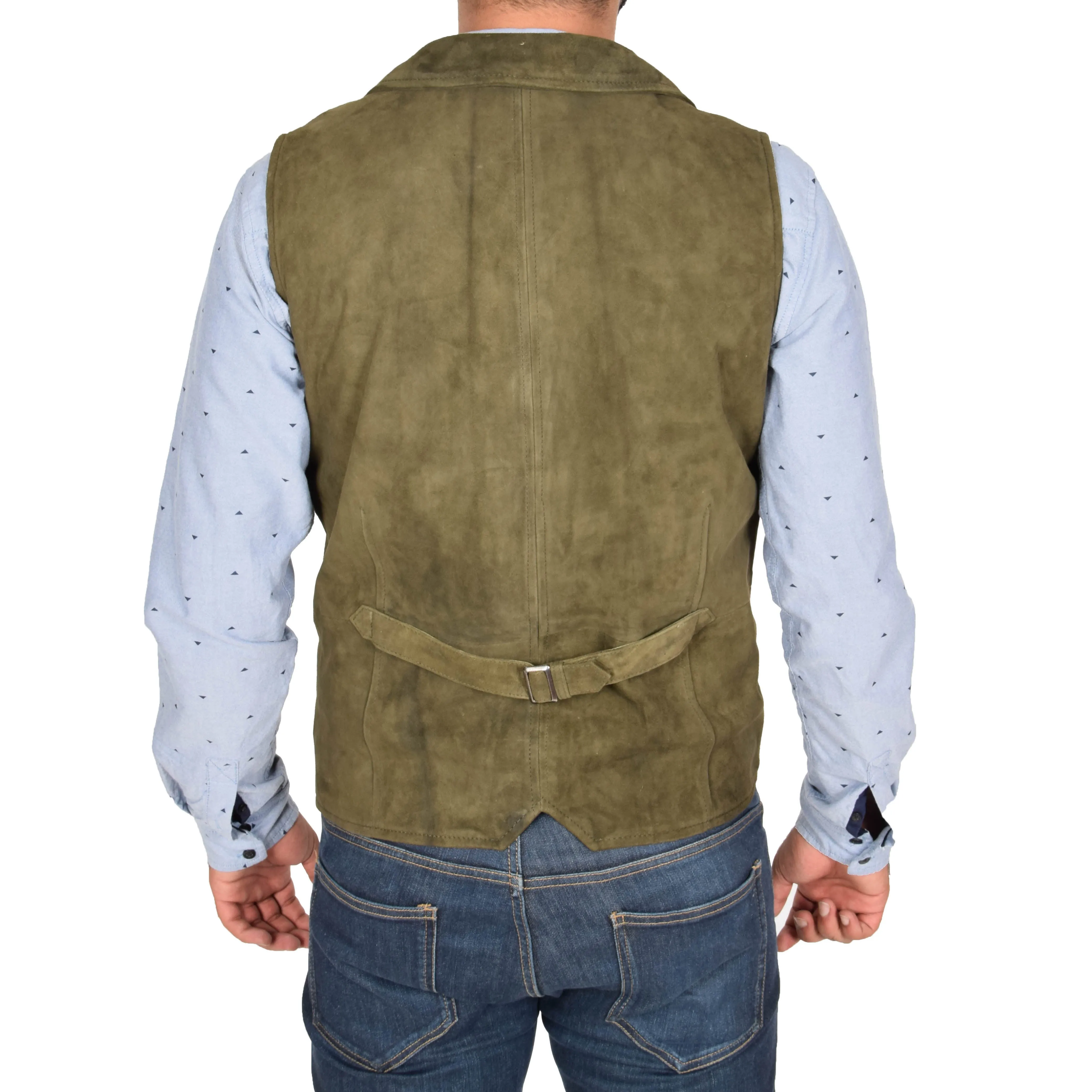 Mens Suede Buttoned Waistcoat Gilet Devin Green