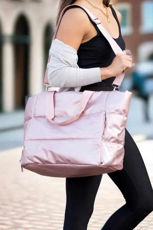 Metallic Puffer Tote