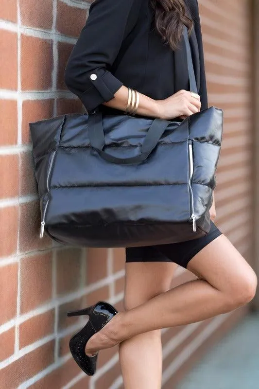 Metallic Puffer Tote