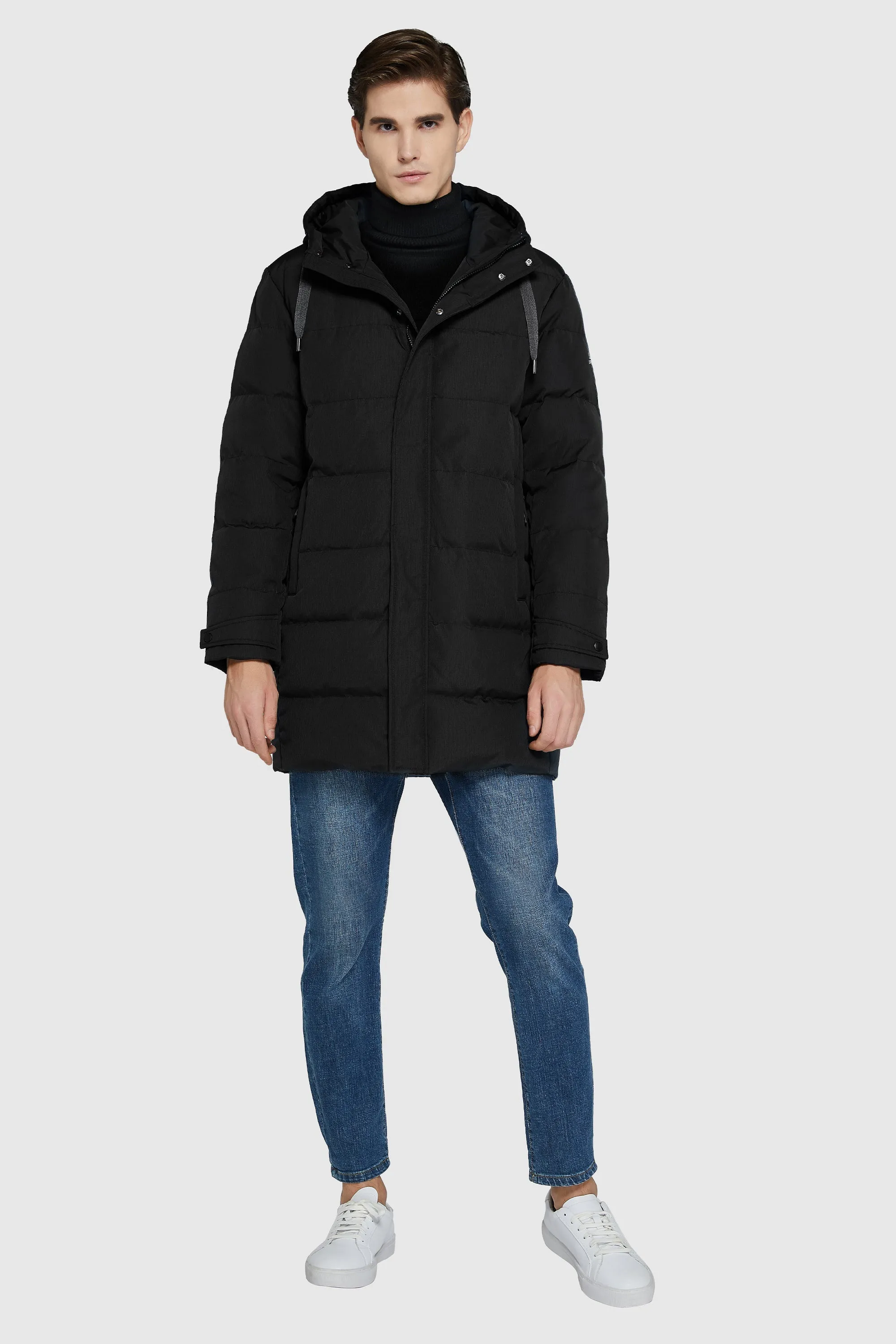 Mid-Length Warm Hooded Puffer Down Jacket