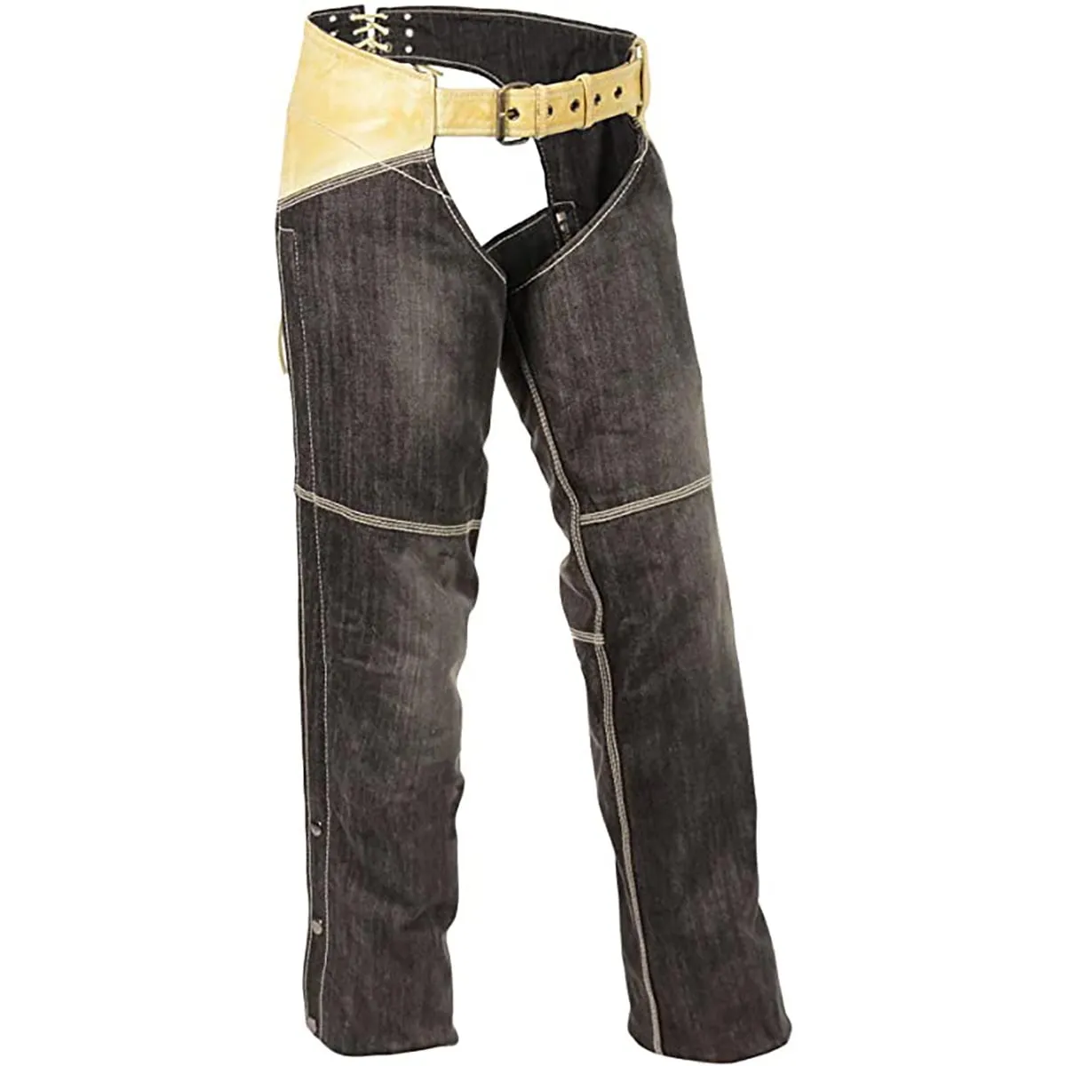 Milwaukee Leather MDL6905 Women's Two Tone Black and Beige Denim and