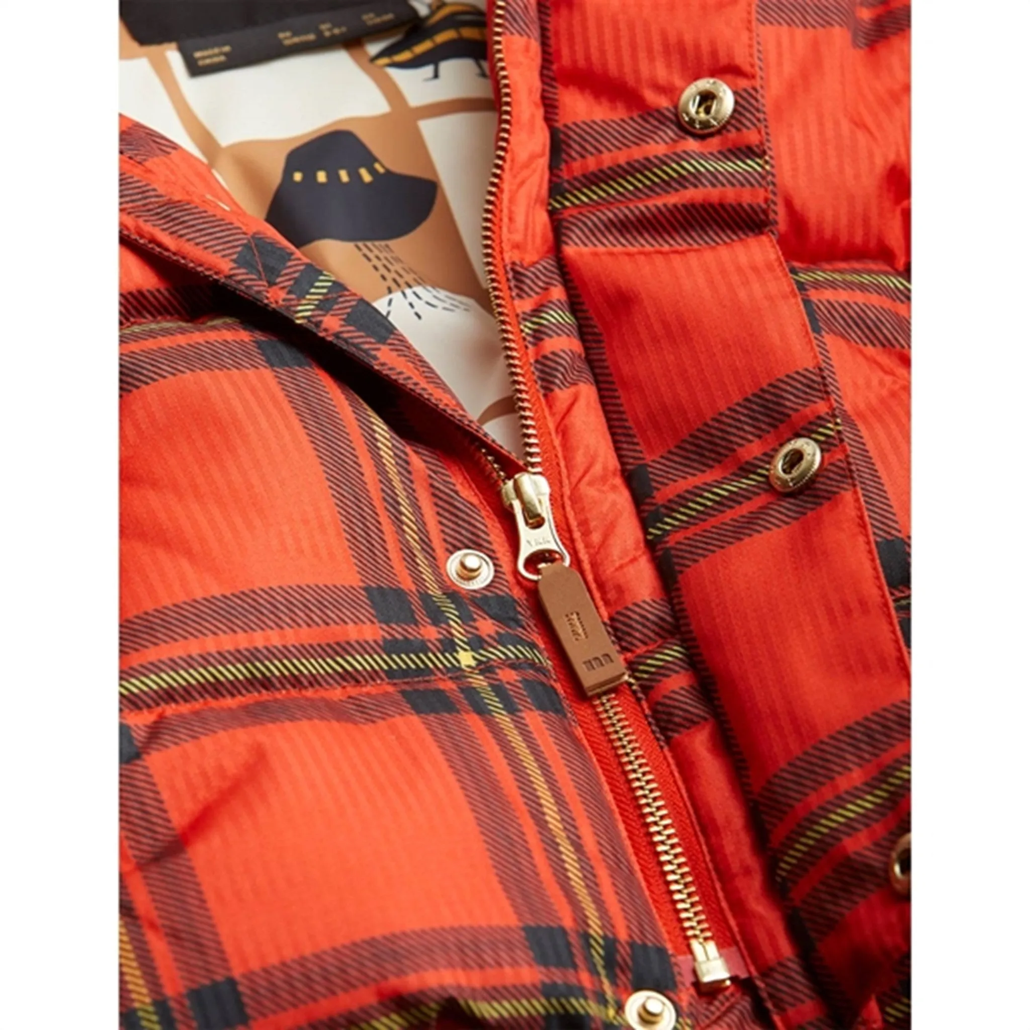 Mini Rodini Red Check Puffer Jacket