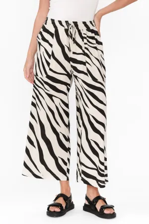 Minnelli Black Zebra Linen Cotton Pants