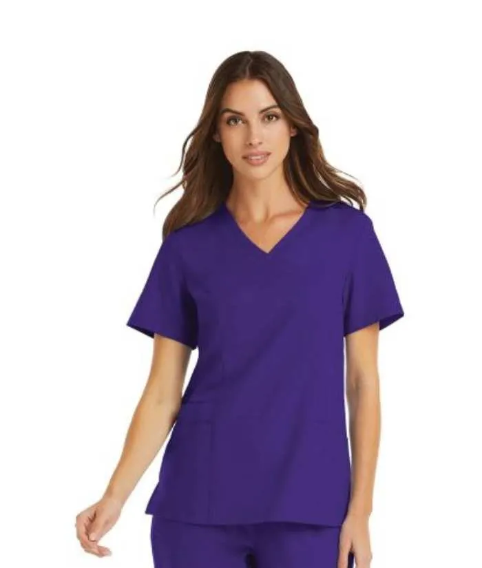 Momentum Womens Mock-Wrap Neck Scrub Top