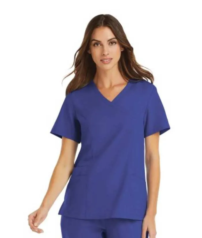 Momentum Womens Mock-Wrap Neck Scrub Top