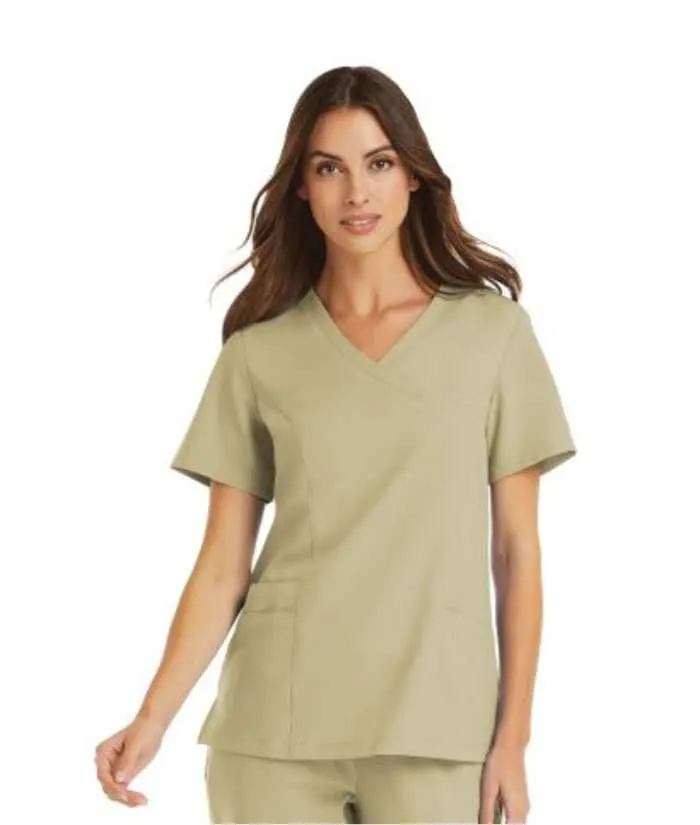 Momentum Womens Mock-Wrap Neck Scrub Top