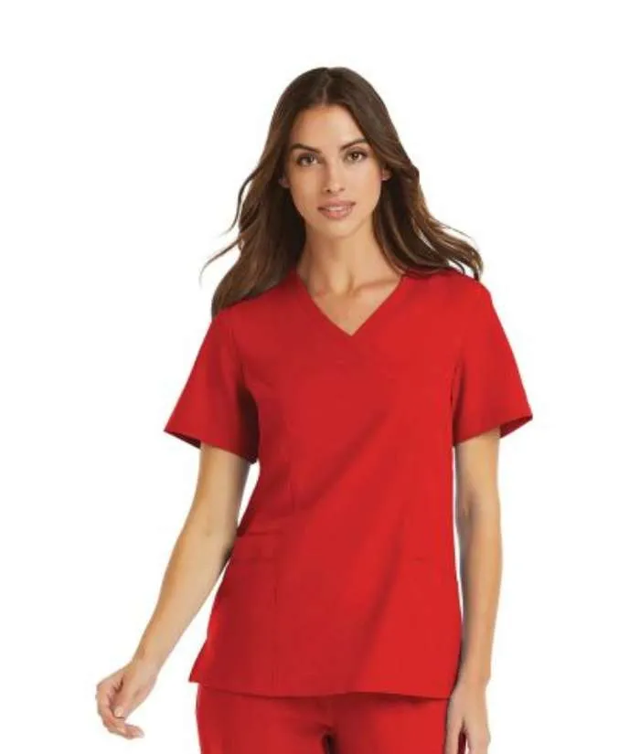 Momentum Womens Mock-Wrap Neck Scrub Top