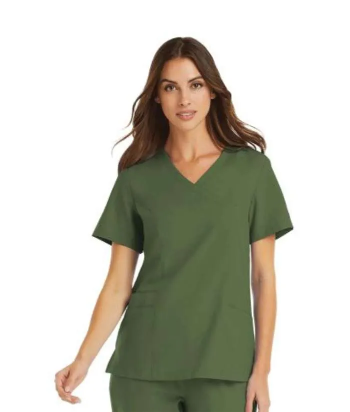 Momentum Womens Mock-Wrap Neck Scrub Top