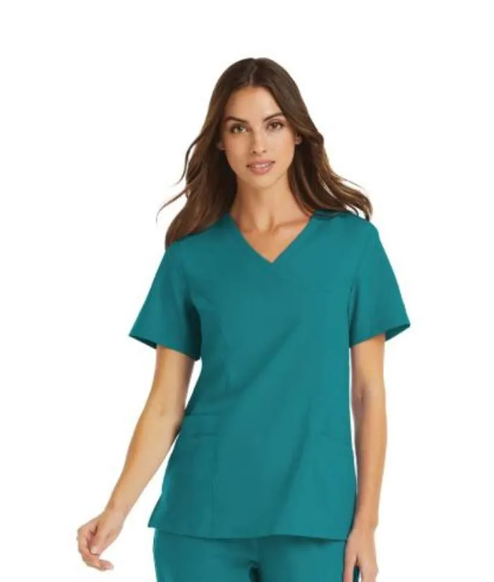 Momentum Womens Mock-Wrap Neck Scrub Top