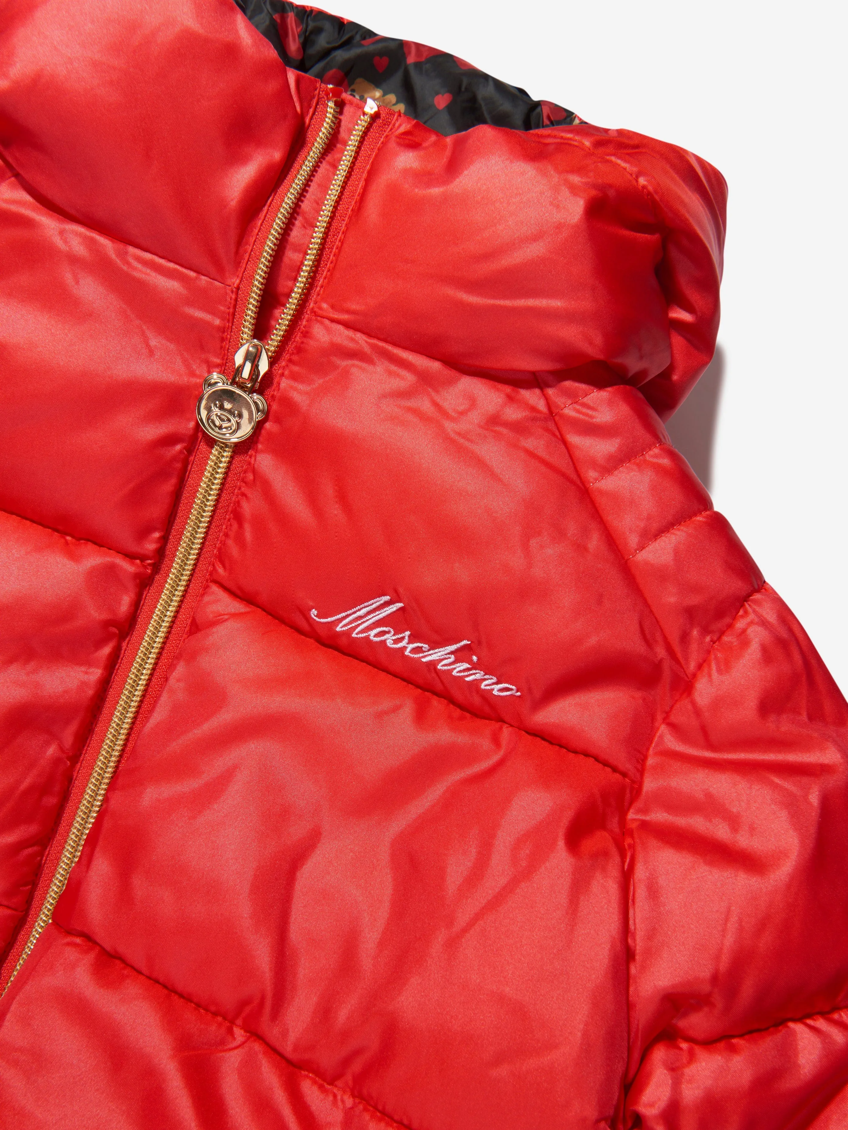 Moschino Girls Puffer Jacket in Red