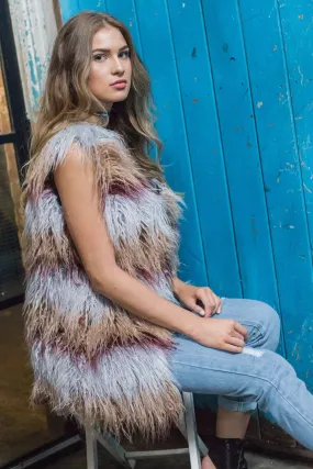 Multi Shaggy Faux Fur Gilet