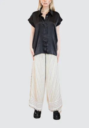 Mustard Stripe Tie Waist Wrap Pants