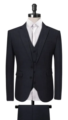 Navy Blue Prince Of Wales 3-Piece Suit