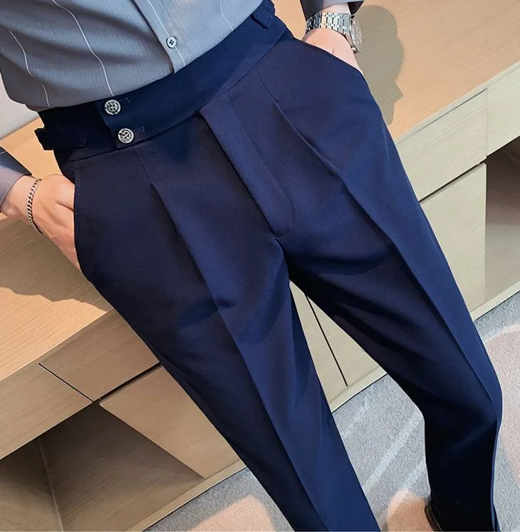 Navy Blue Signature Buttoned Gurkha Pants