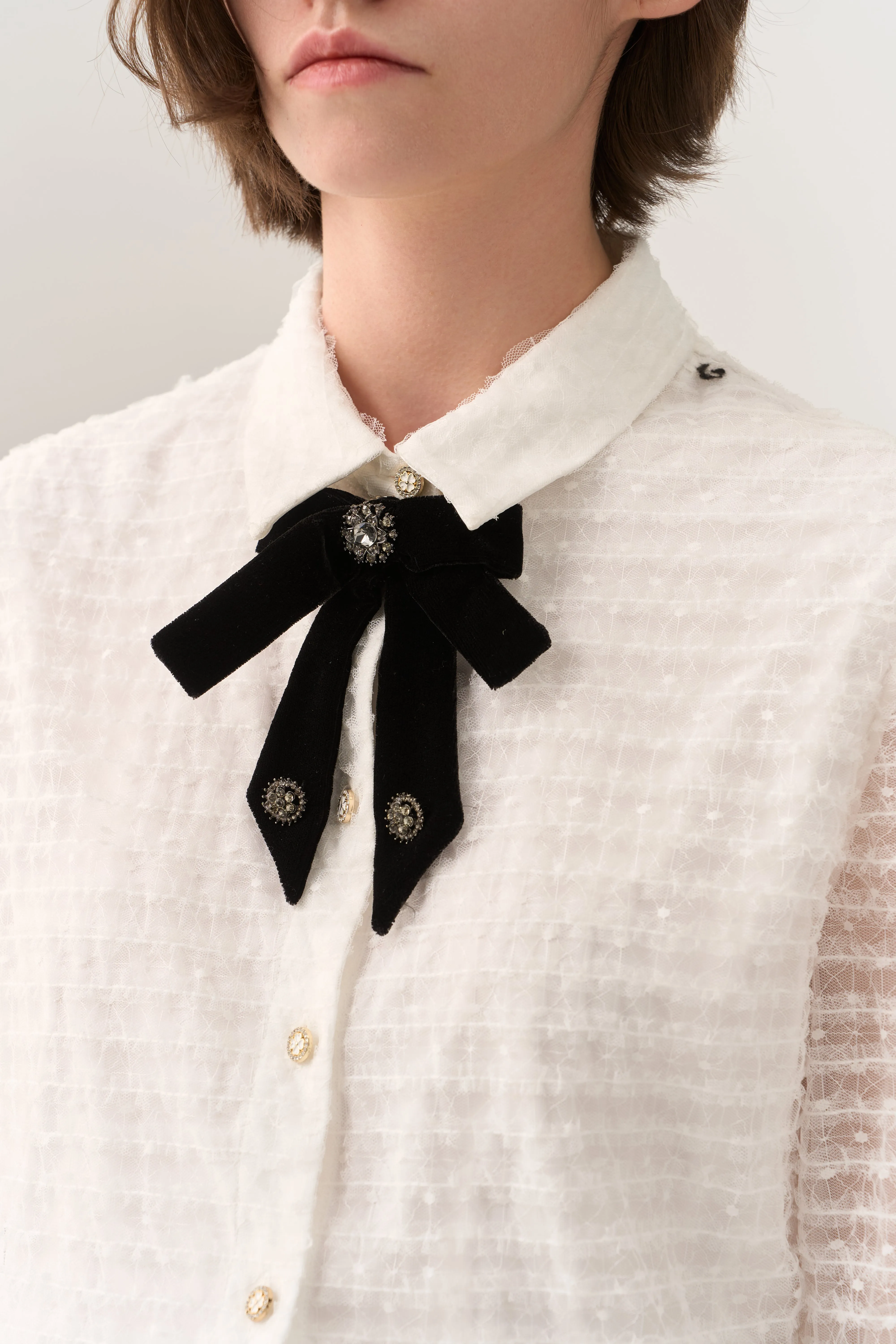 Noble Bow-Detail Lace Blouse