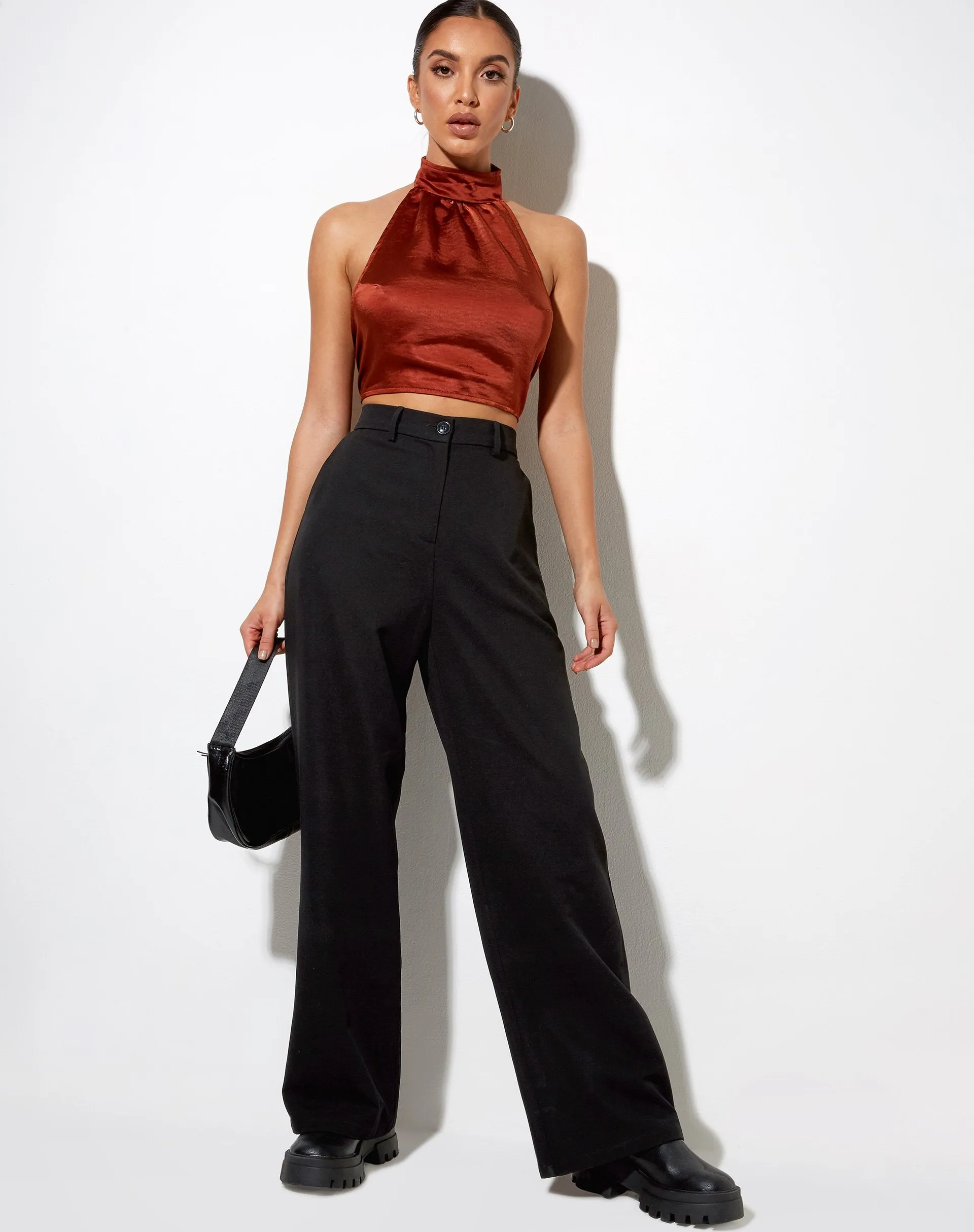 Noela Crop Top in Satin Brick