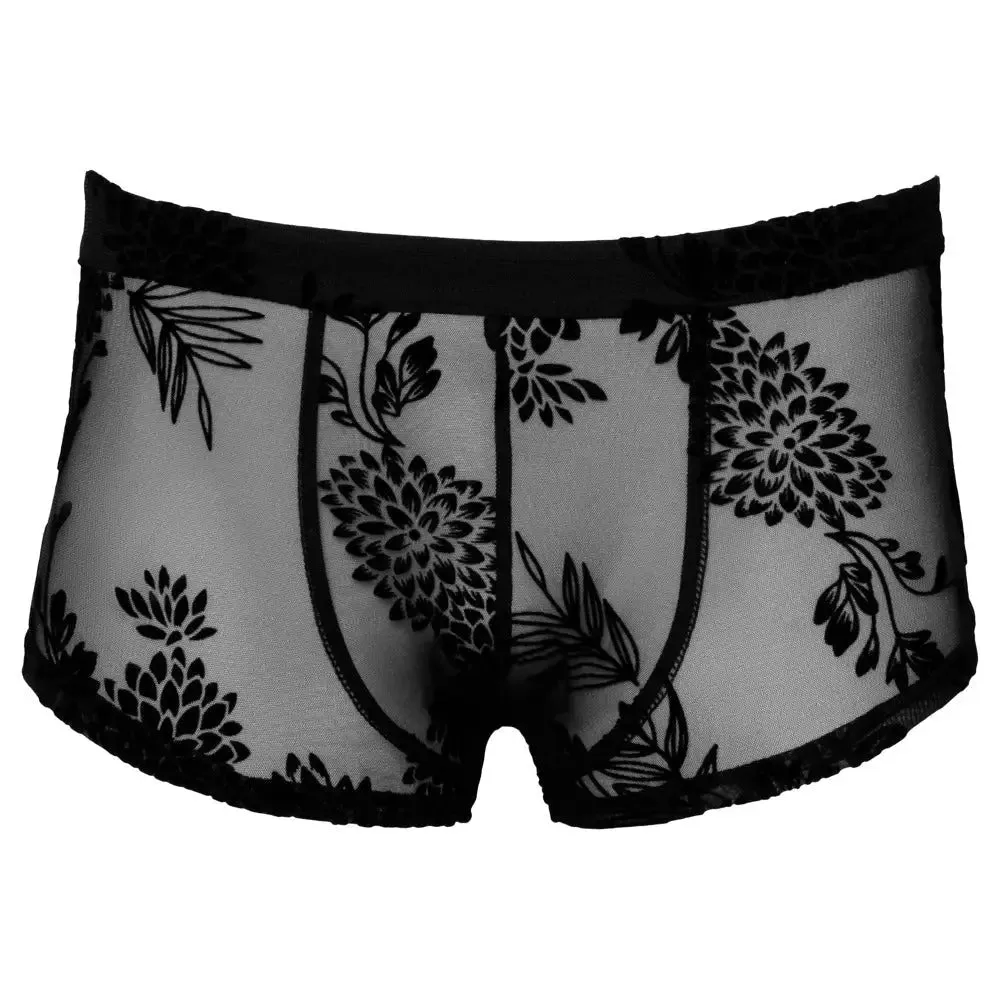 Noir Stretchy Black Sheer Floral Lace Pants