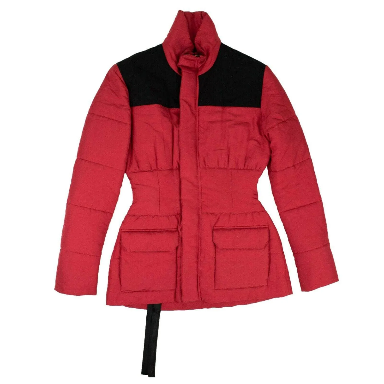 NWT UNRAVEL PROJECT Red Drawstring Waist Puffer Jacket Size 4/40 $1470