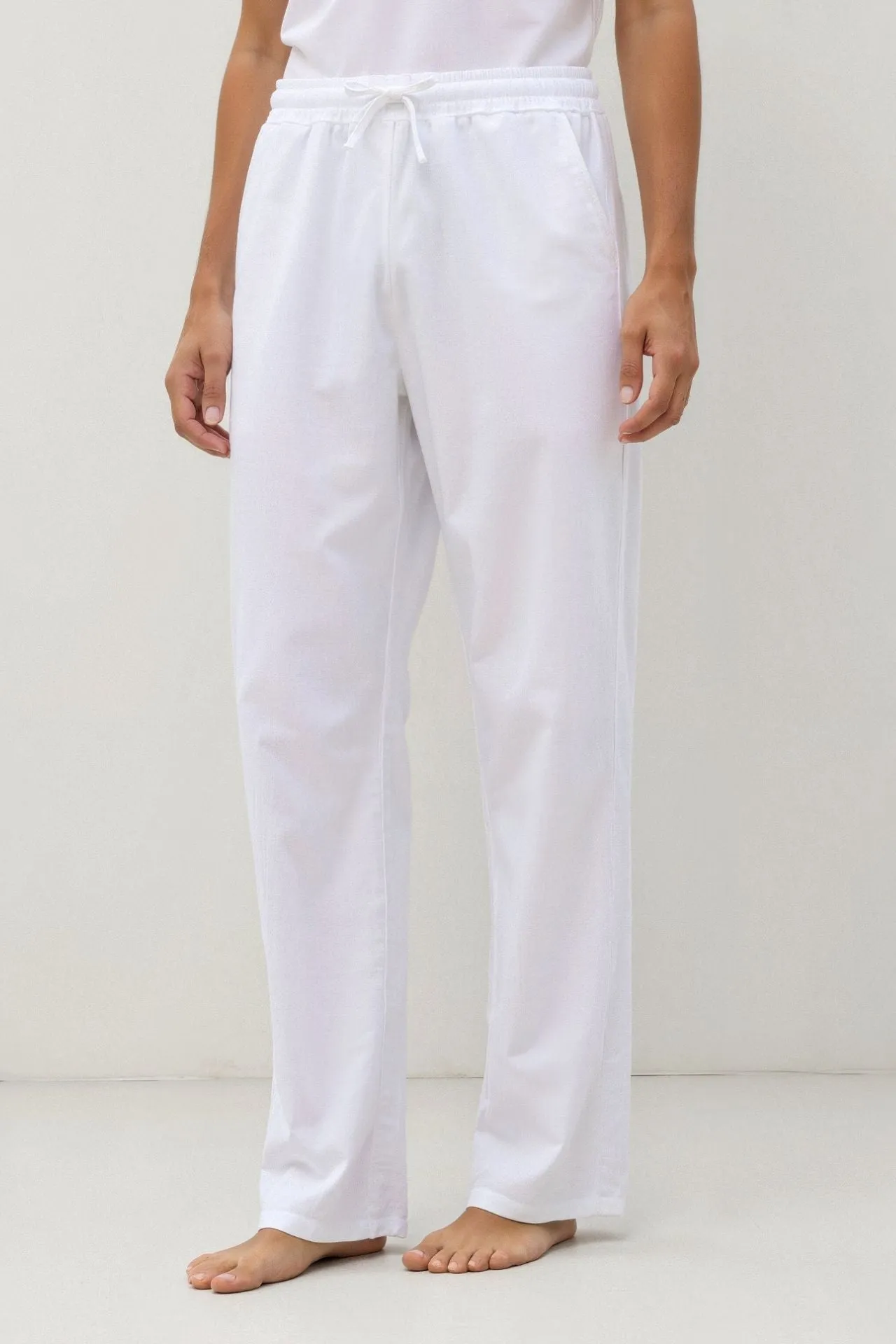 Old Money Cotton & Linen Blend Drawstring Pants