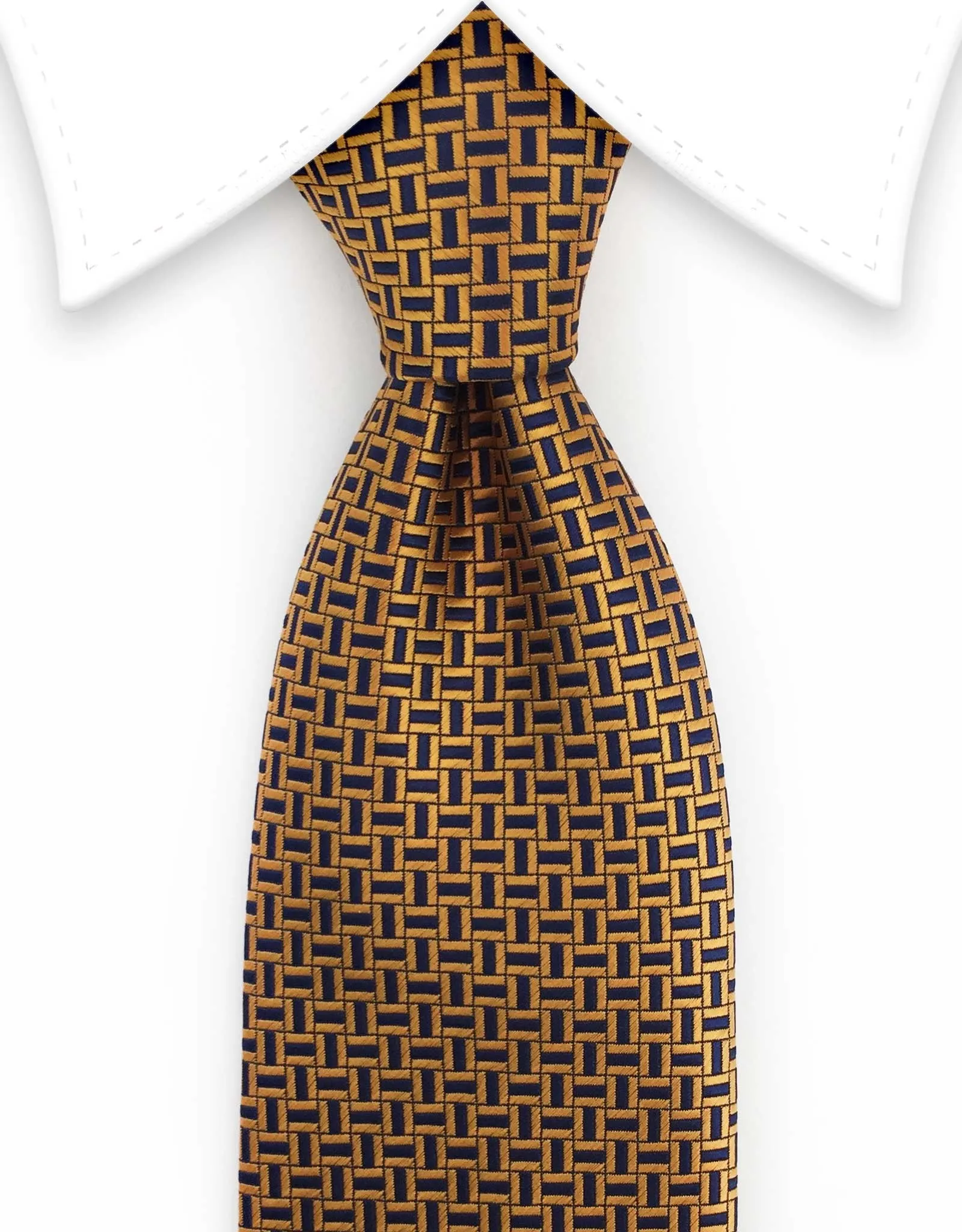 Orange & Navy Blue Geometric Tie