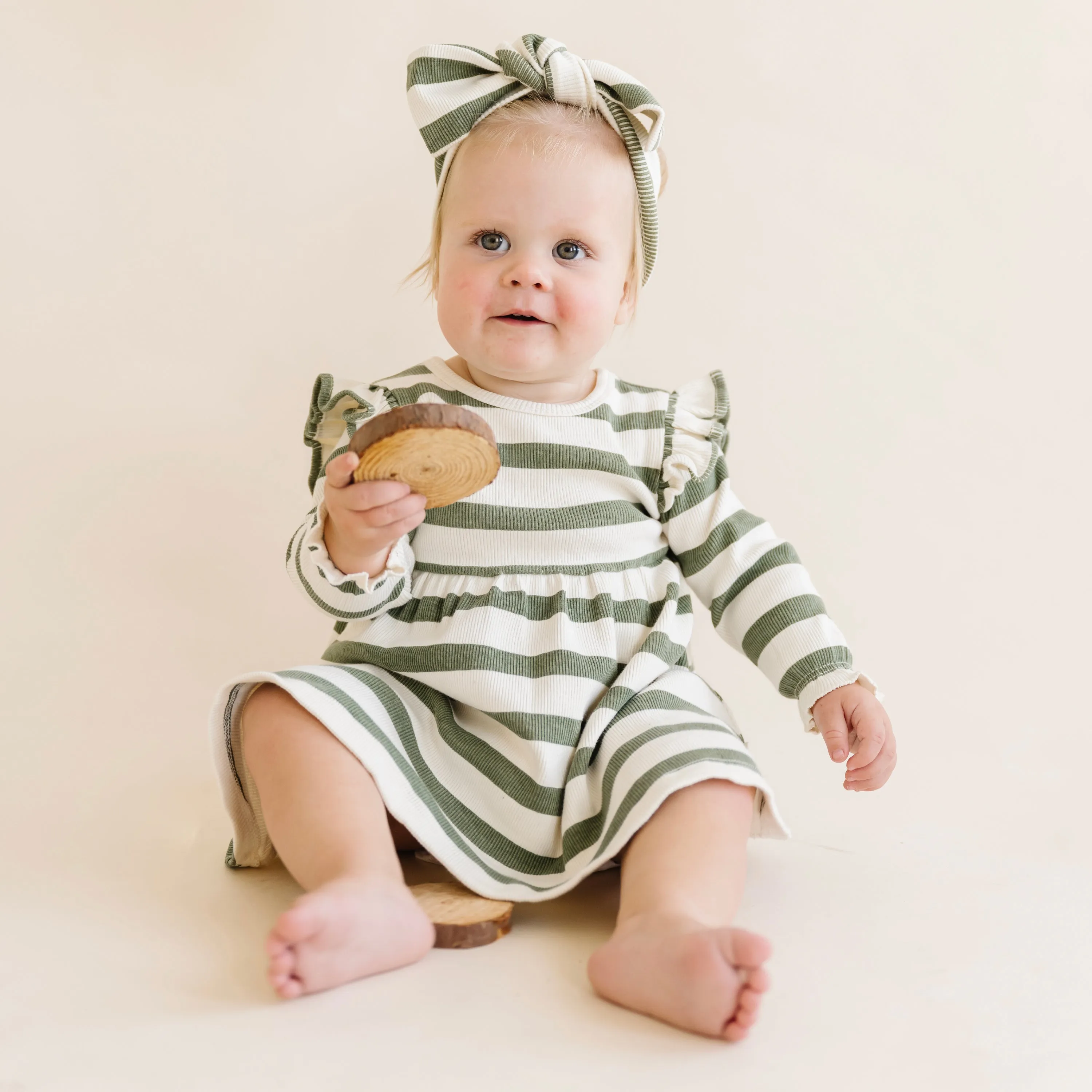 Organic Headwrap - Driftwood & Basil Stripes