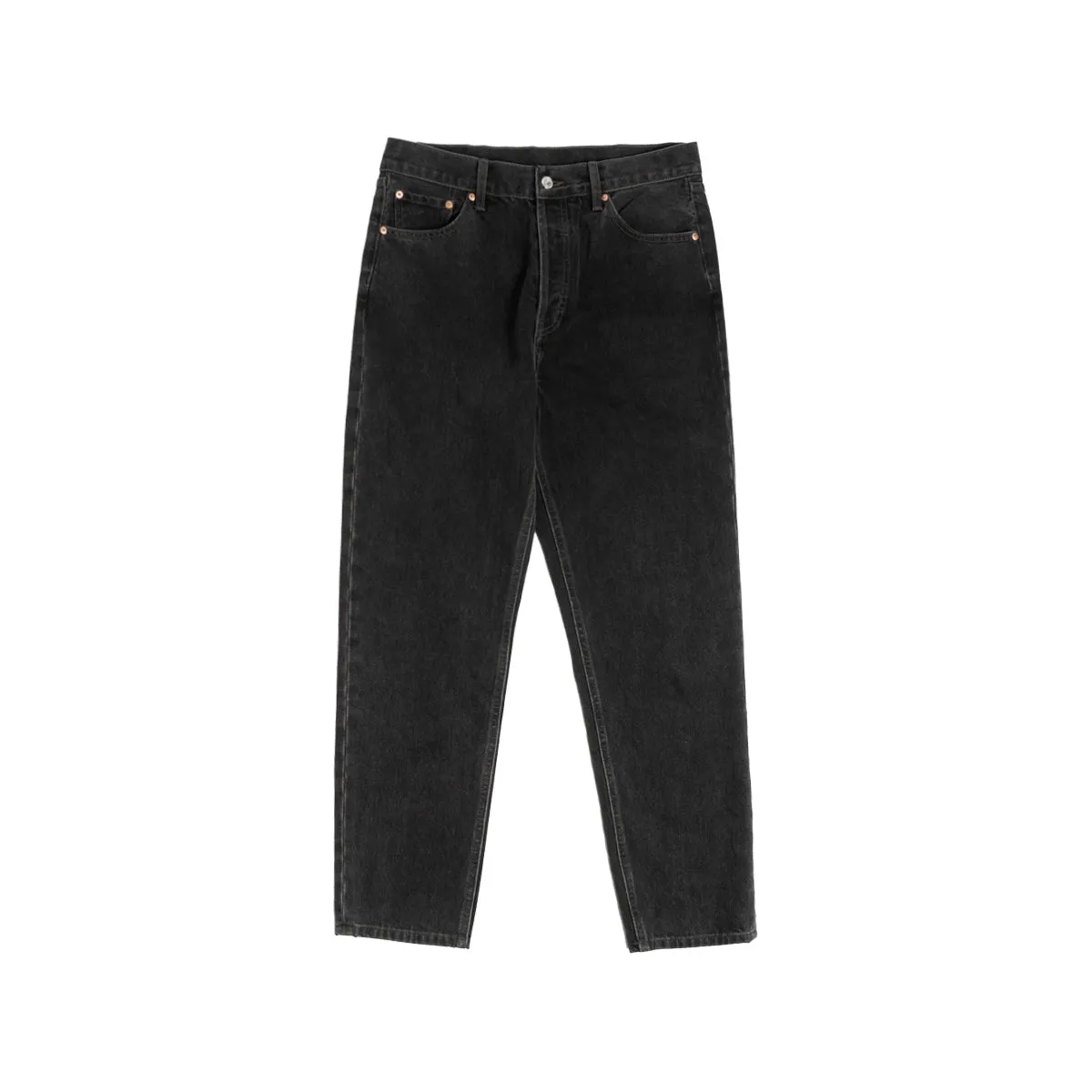 Organic Washed Straight-Leg Relaxed Fit Charcoal Jeans