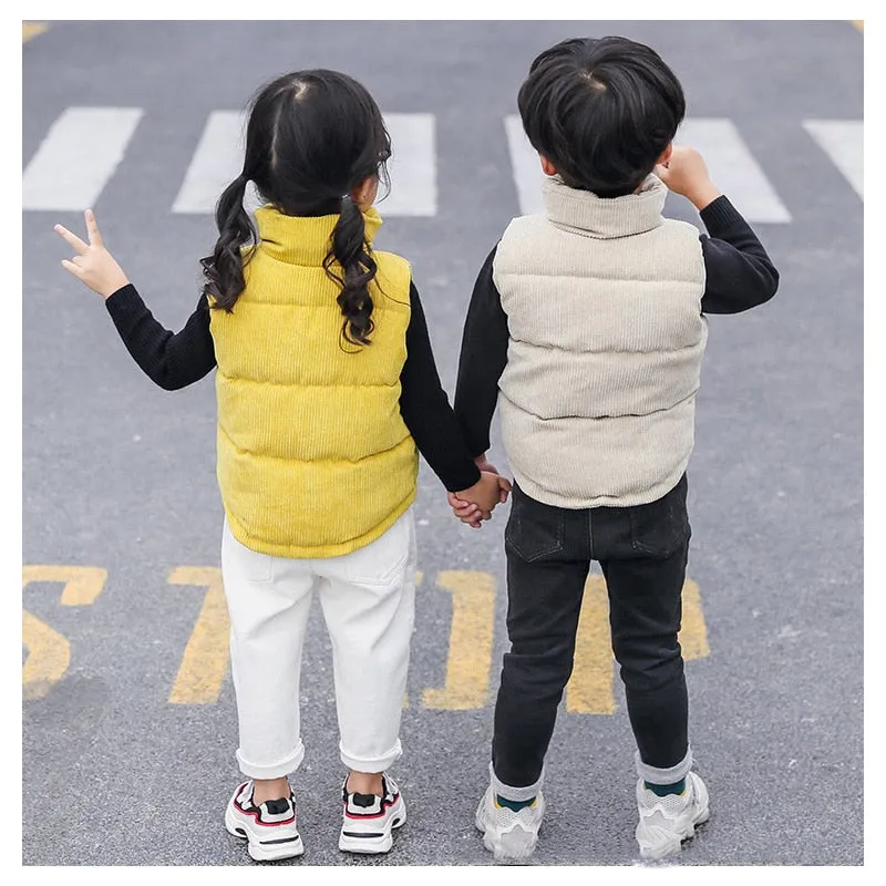 Otis - Corduroy Kids Vest Jacket, Milk Beige