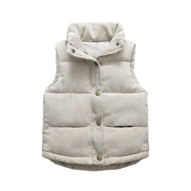 Otis - Corduroy Kids Vest Jacket, Milk Beige