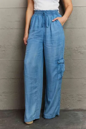 Out Of Site Full Size Denim Cargo Pants