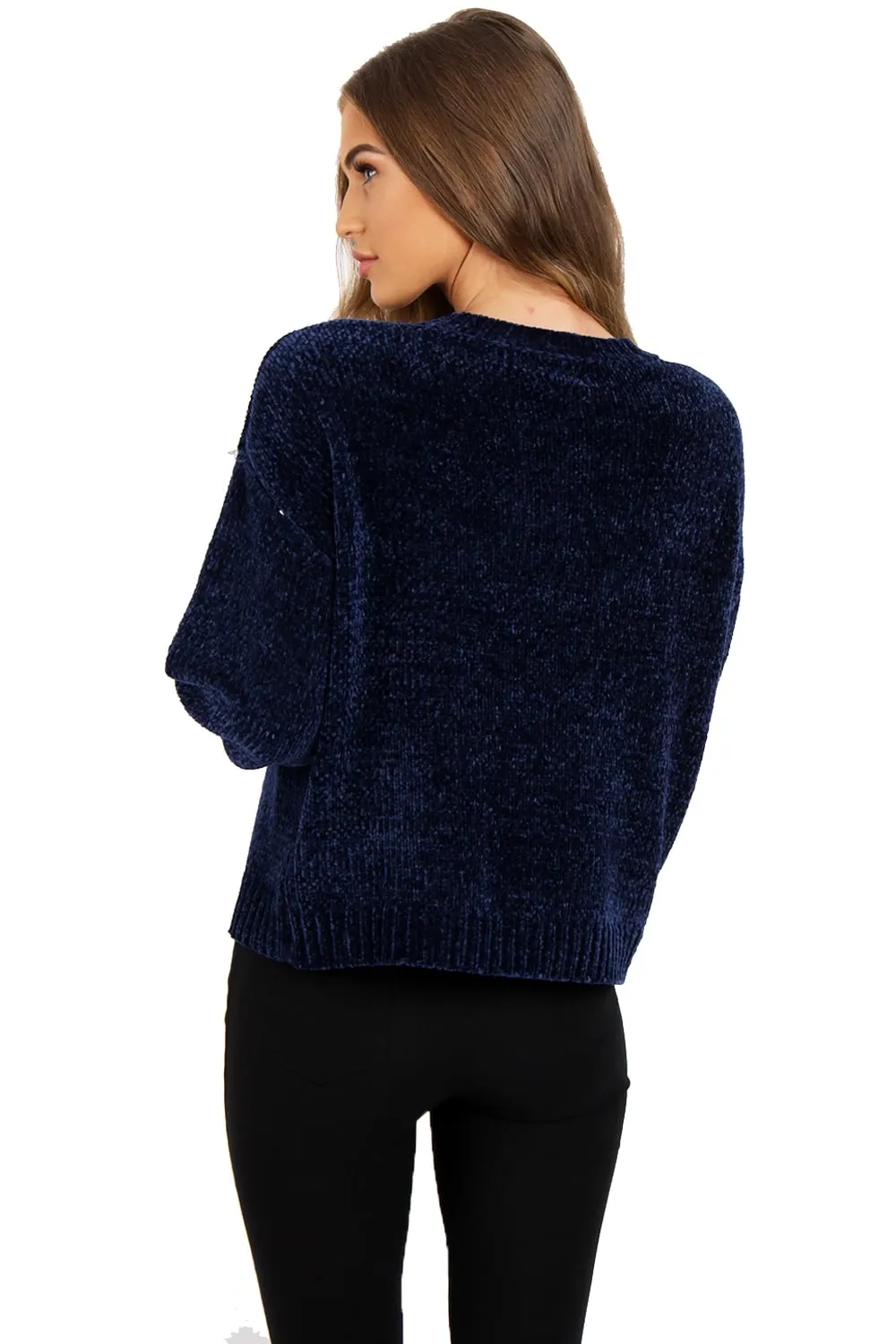 Oversized Soft Chenille Knitted Hole Design Sleeve Jumper