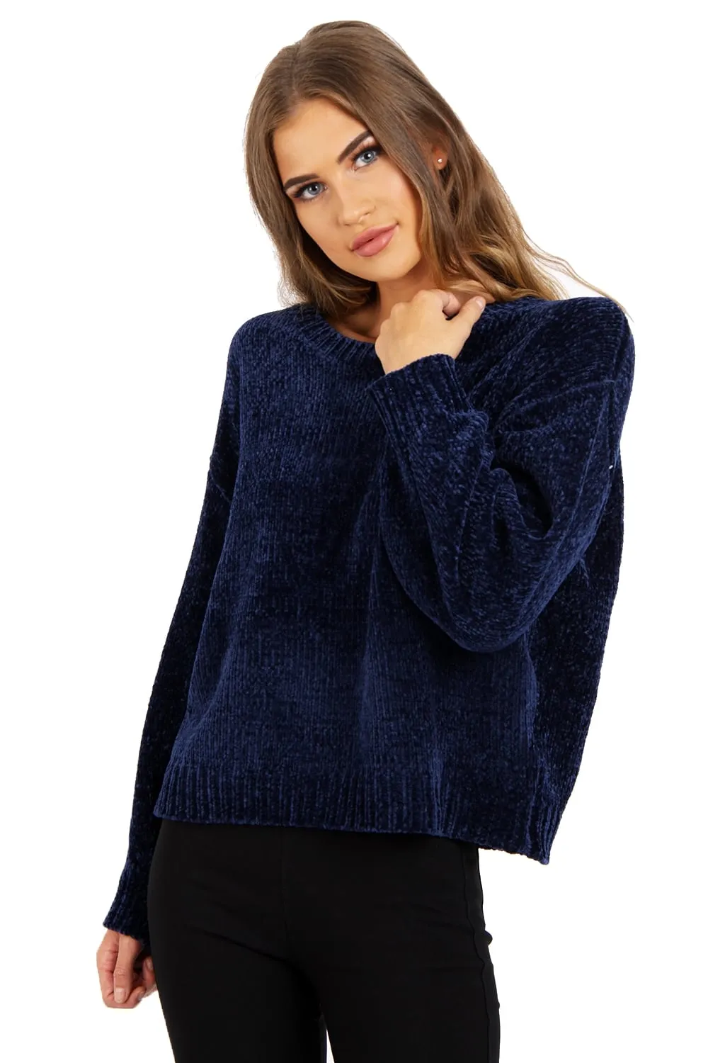 Oversized Soft Chenille Knitted Hole Design Sleeve Jumper