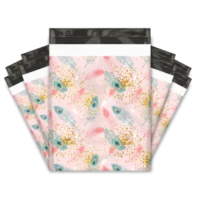 Oxo-Biodegradable 10x13" Pink Peacock Designer Poly Mailers Shipping Envelopes Premium Printed Bags