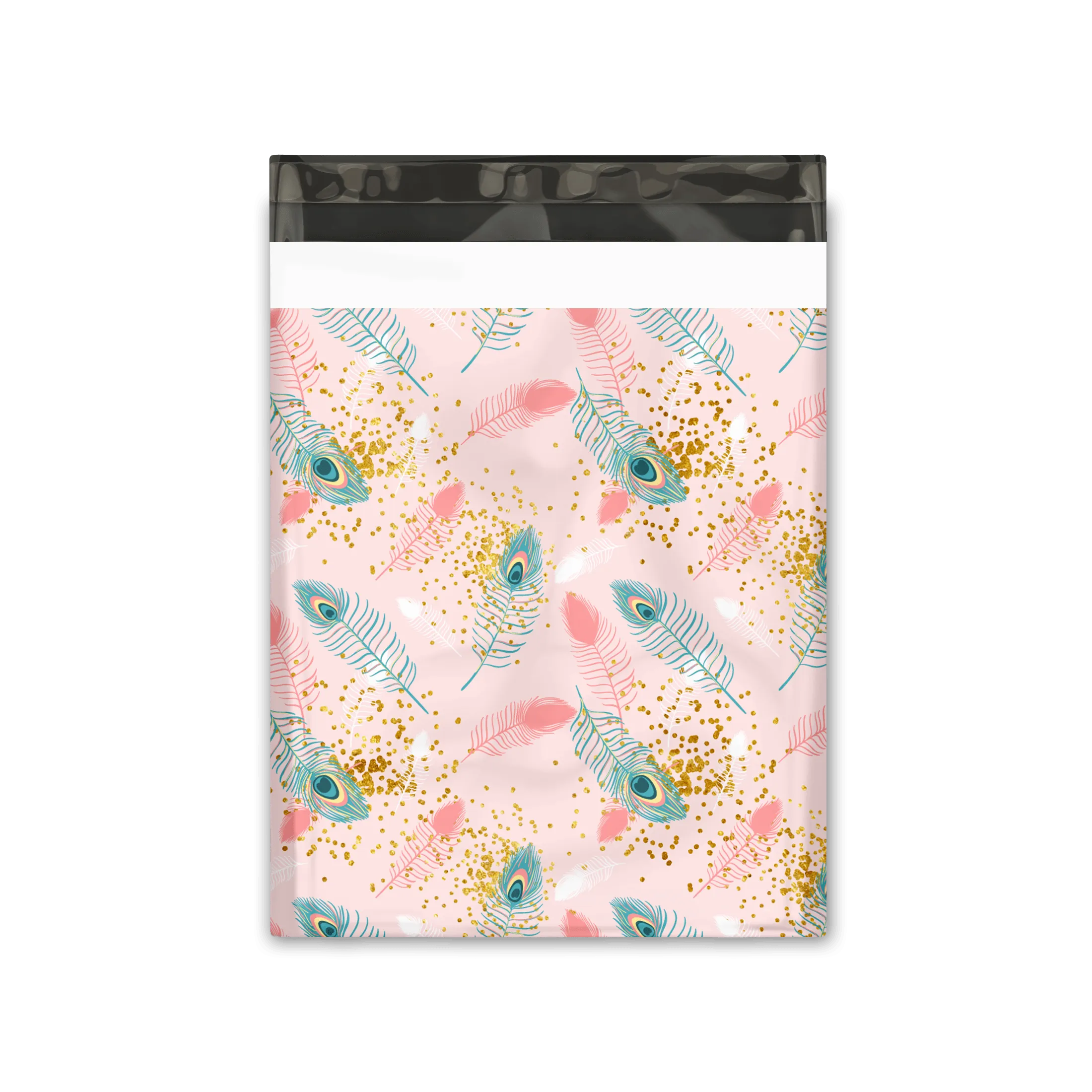 Oxo-Biodegradable 10x13" Pink Peacock Designer Poly Mailers Shipping Envelopes Premium Printed Bags