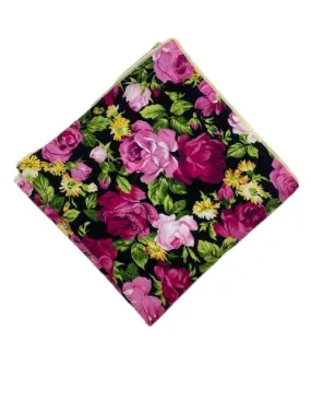 Pink Roses Cotton Floral Pocket Hanky