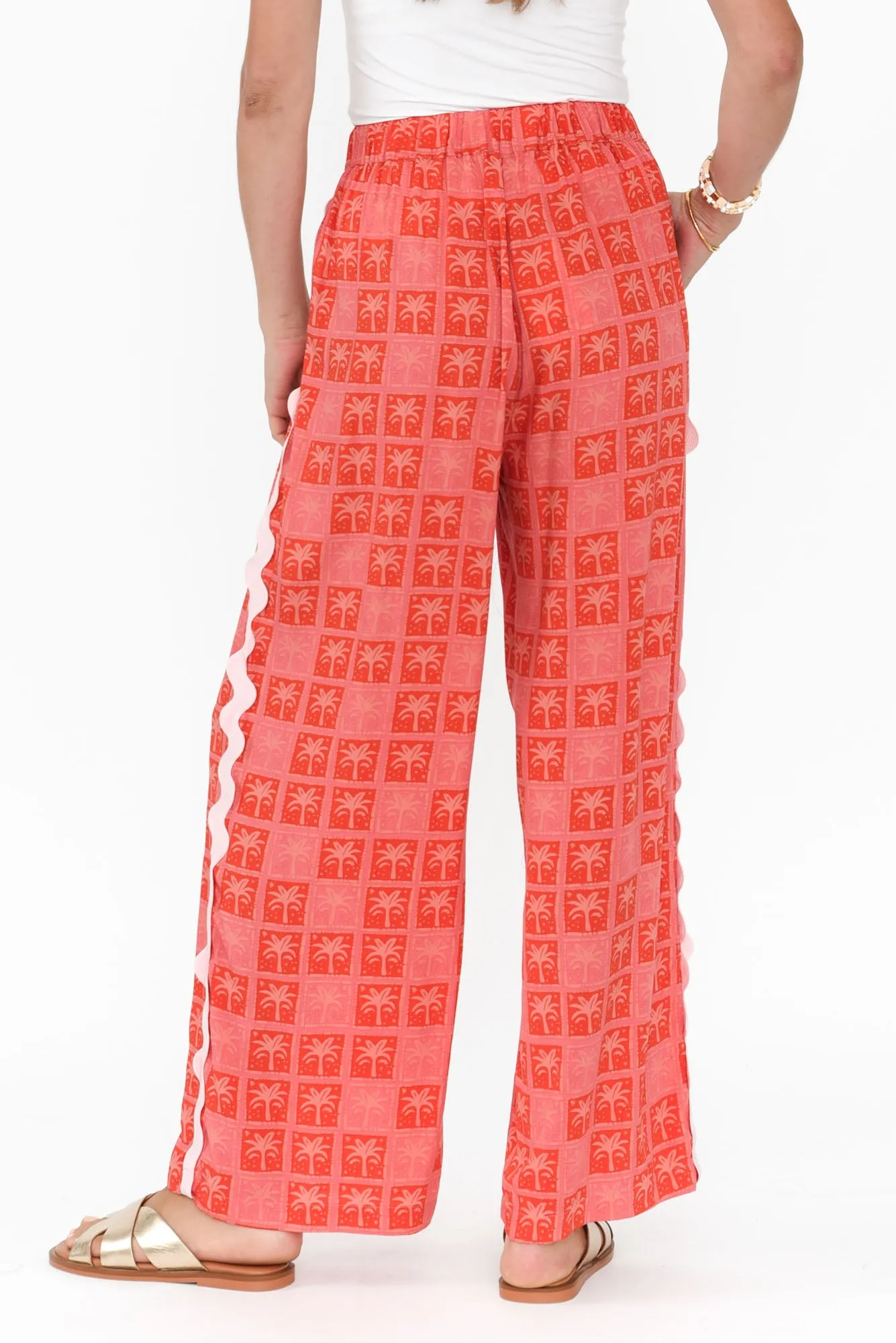 Placida Pink Palm Wide Leg Pants